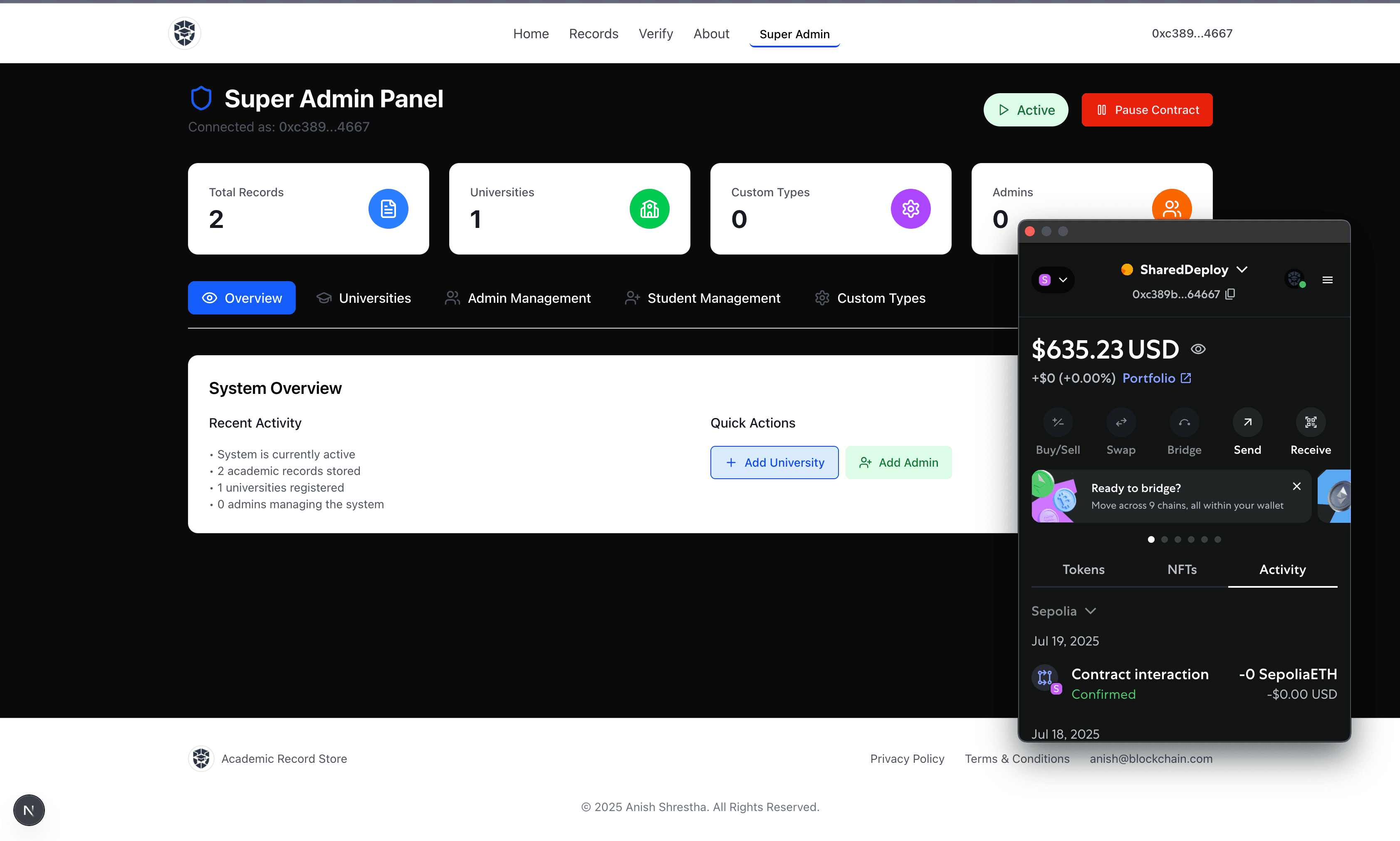 CertiChain: Blockchain Student Academic Records Keeping